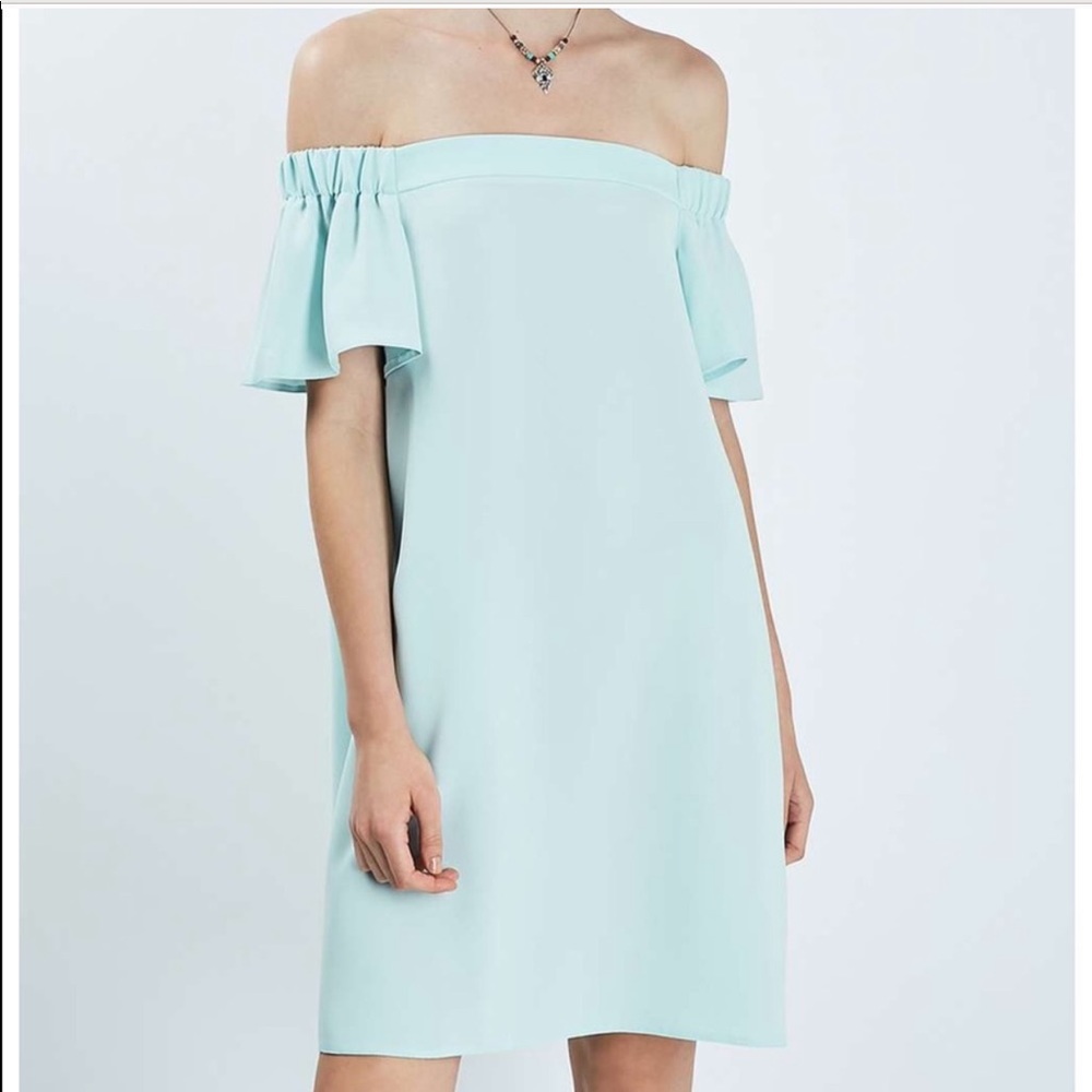 Topshop Off The Shoulder Mint Dress